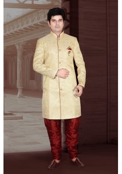 Designer Gold Maroon Indo Western Sherwani